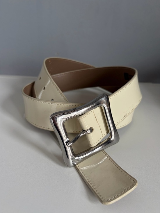 GAP Accessories - GAP Cream Patent Leather Belt with Silver Buckle